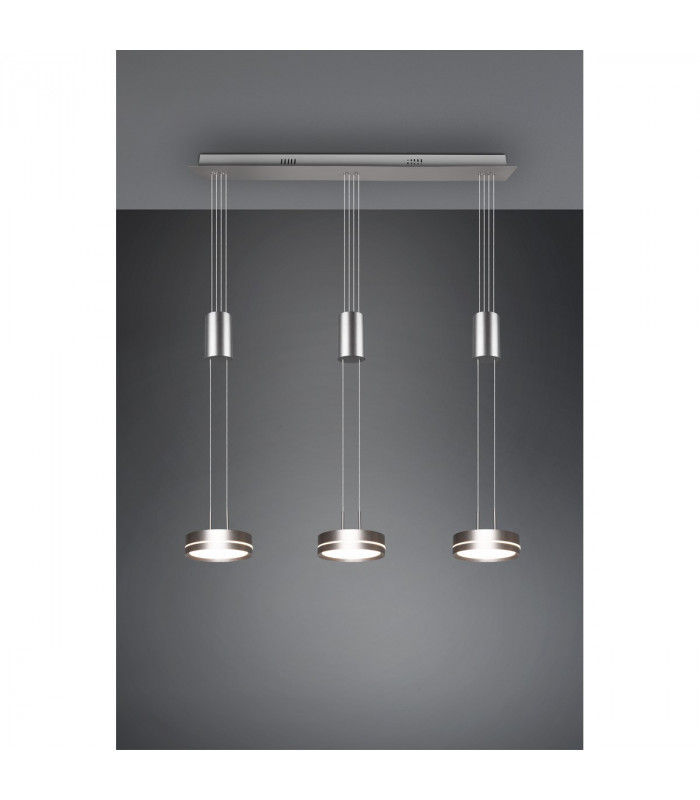 Franklin Modern 3 Light Bar Pendant Ceiling Light Nickel Matt 3000K-3