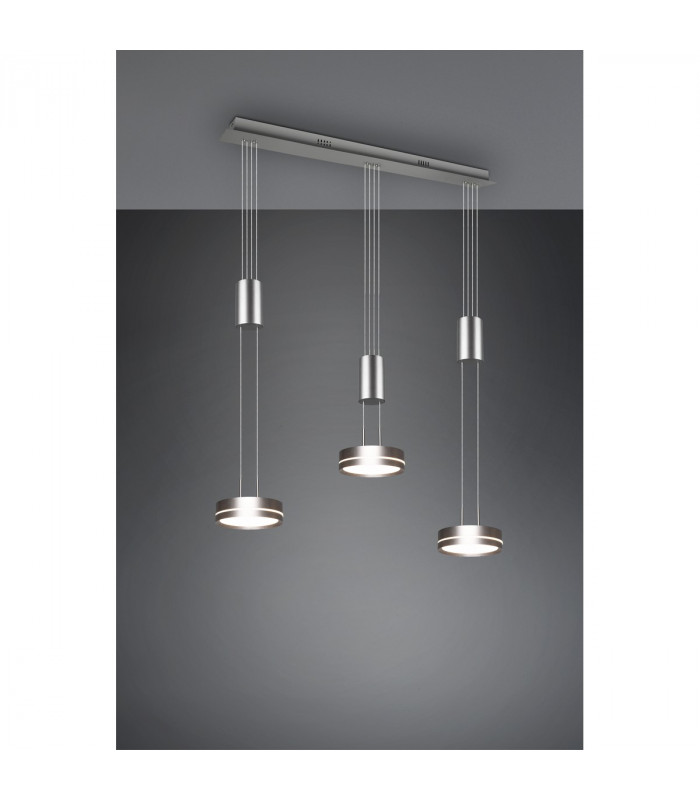 Franklin Modern 3 Light Bar Pendant Ceiling Light Nickel Matt 3000K-4