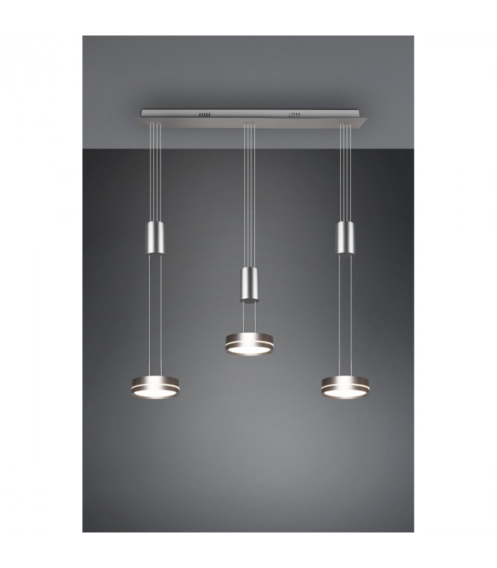 Franklin Modern 3 Light Bar Pendant Ceiling Light Nickel Matt 3000K-5