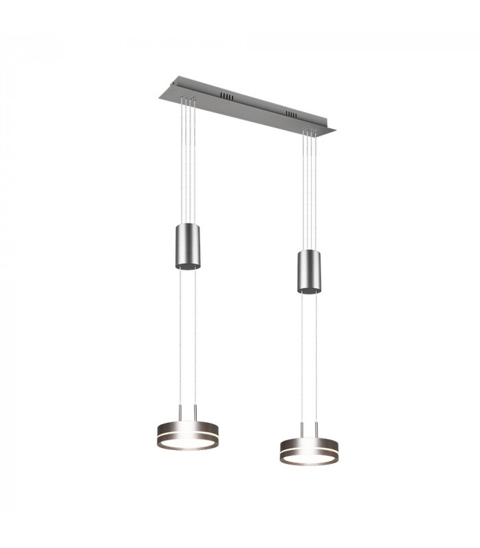 Franklin Modern 2 Light 9W LED Pendant Ceiling Light Nickel Matt 3000K-1