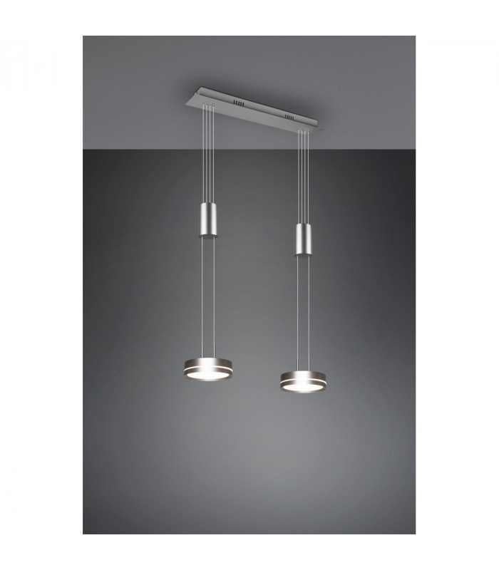 Franklin Modern 2 Light 9W LED Pendant Ceiling Light Nickel Matt 3000K-2