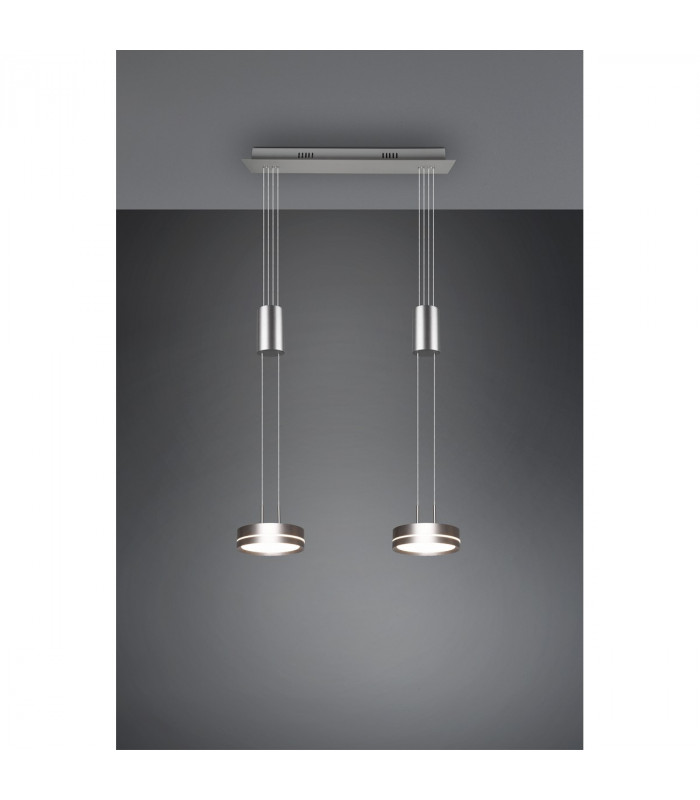Franklin Modern 2 Light 9W LED Pendant Ceiling Light Nickel Matt 3000K-3