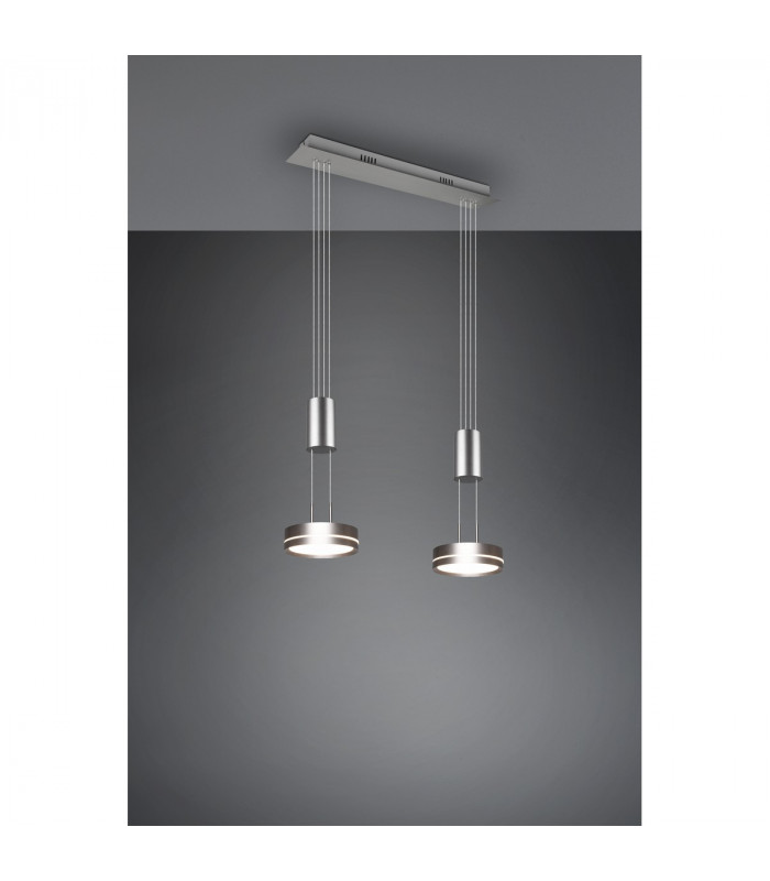 Franklin Modern 2 Light 9W LED Pendant Ceiling Light Nickel Matt 3000K-4