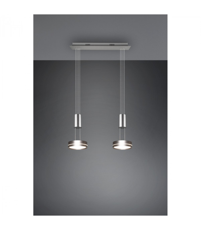 Franklin Modern 2 Light 9W LED Pendant Ceiling Light Nickel Matt 3000K-5