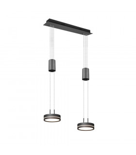 Franklin Modern 2 Light 9W LED Pendant Ceiling Light Anthracite 3000K-1