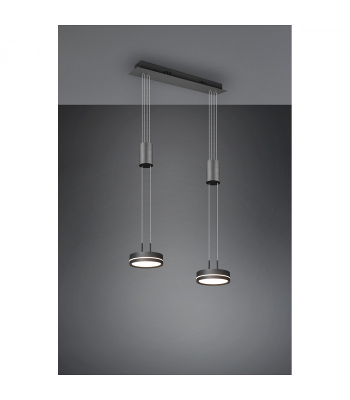 Franklin Modern 2 Light 9W LED Pendant Ceiling Light Anthracite 3000K-2