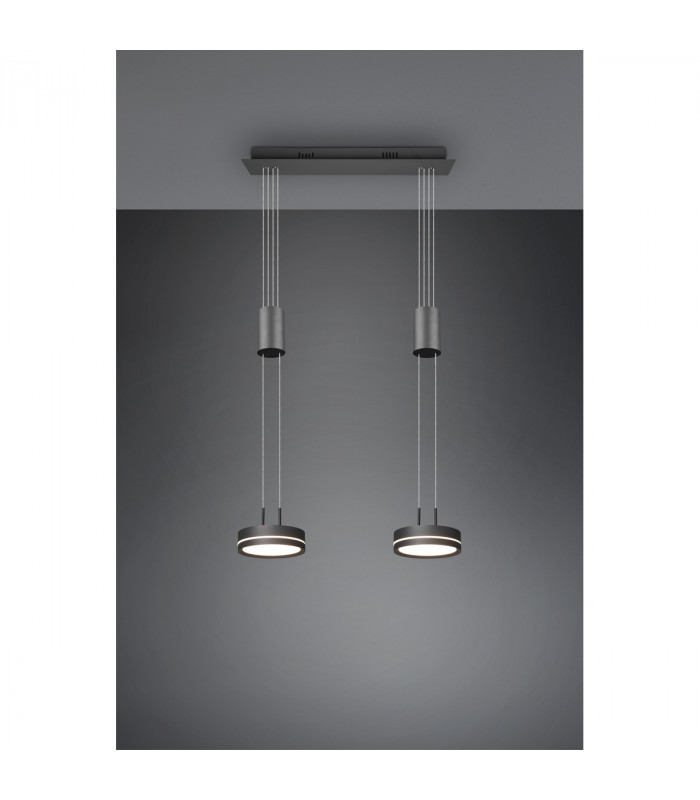 Franklin Modern 2 Light 9W LED Pendant Ceiling Light Anthracite 3000K-3