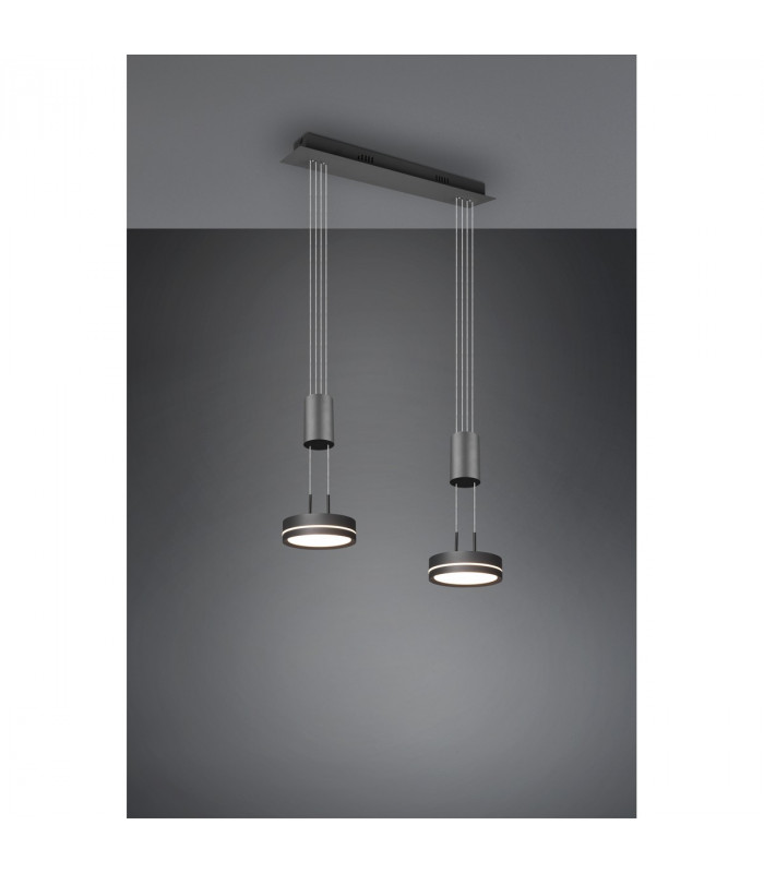 Franklin Modern 2 Light 9W LED Pendant Ceiling Light Anthracite 3000K-4