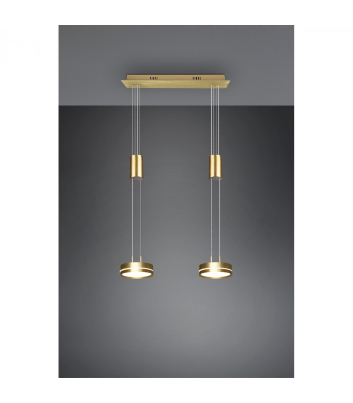 Franklin Modern 2 Light 9W LED Pendant Ceiling Light Brass Matt 3000K-3