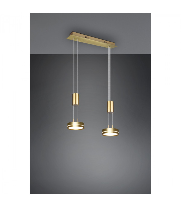 Franklin Modern 2 Light 9W LED Pendant Ceiling Light Brass Matt 3000K-4