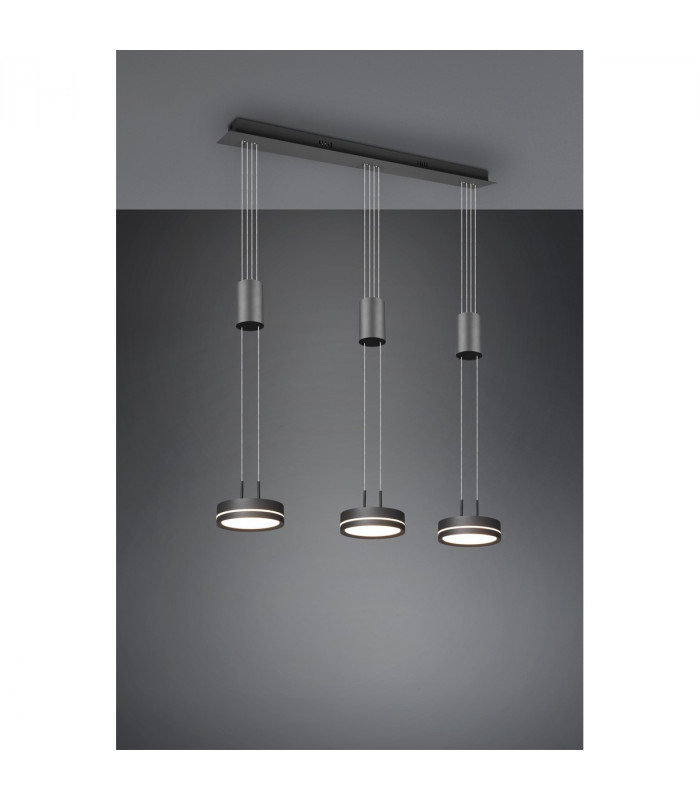 Franklin Modern 3 Light Bar Pendant Ceiling Light Anthracite 3000K-2