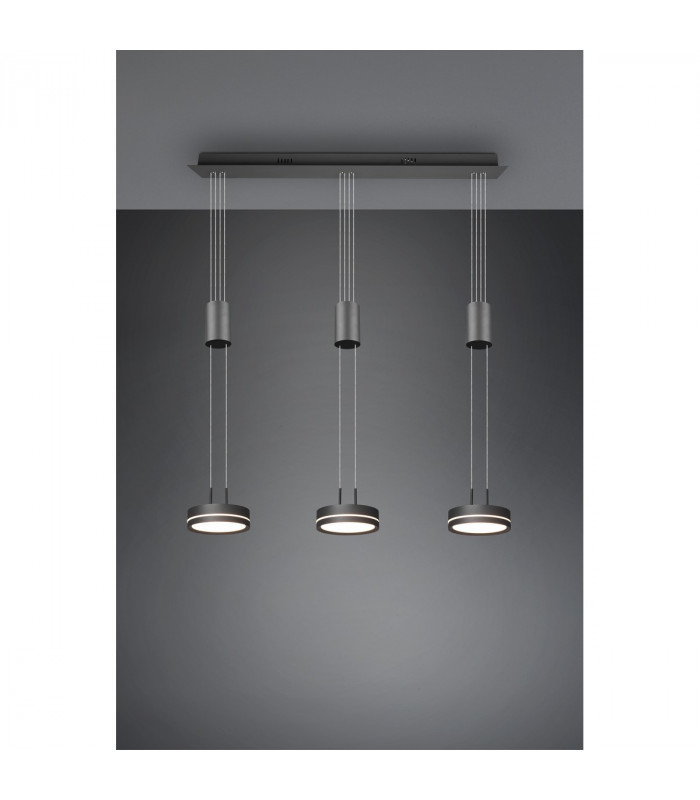 Franklin Modern 3 Light Bar Pendant Ceiling Light Anthracite 3000K-3