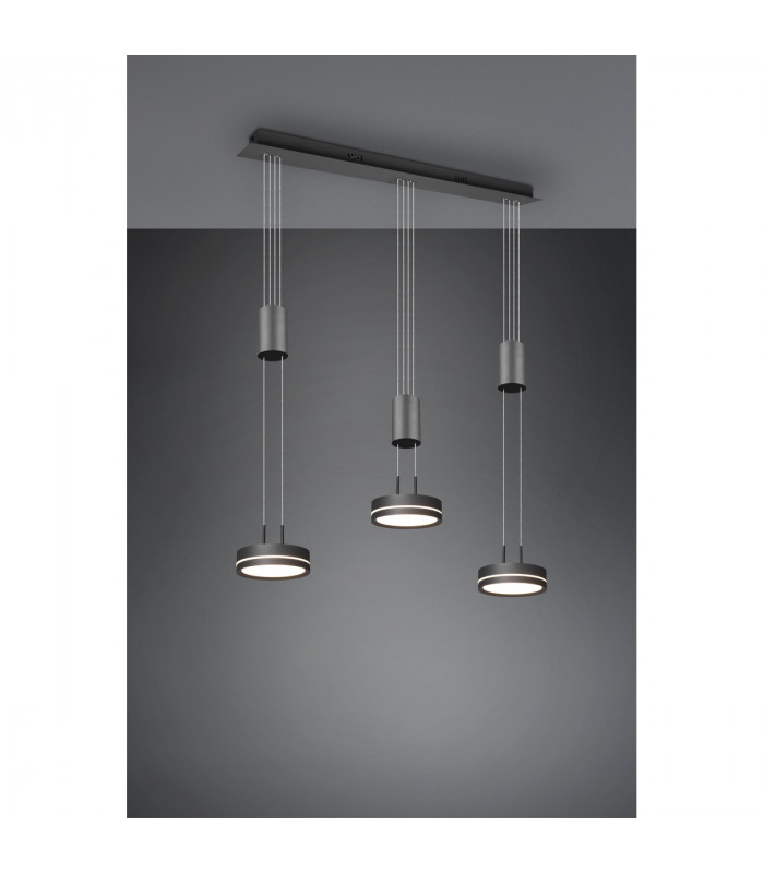 Franklin Modern 3 Light Bar Pendant Ceiling Light Anthracite 3000K-4
