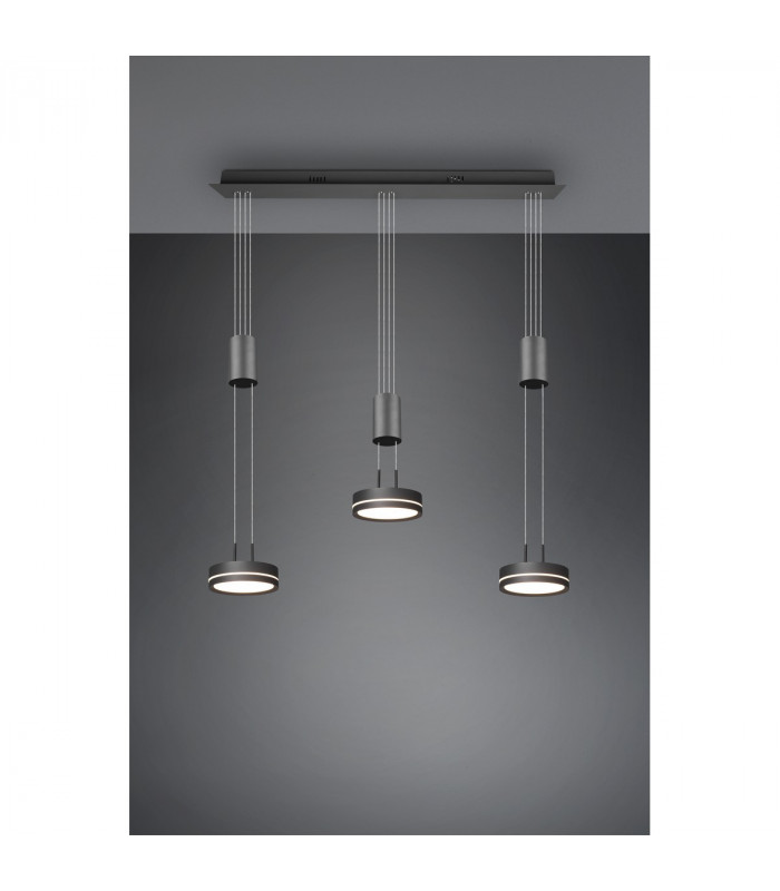 Franklin Modern 3 Light Bar Pendant Ceiling Light Anthracite 3000K-5