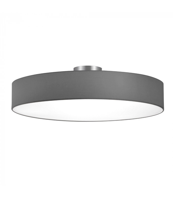 Hotel Modern 5 Light 65cm Cylindrical Ceiling Light Nickel Matt Grey Shade-1
