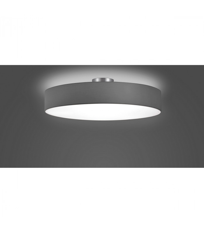 Hotel Modern 5 Light 65cm Cylindrical Ceiling Light Nickel Matt Grey Shade-2