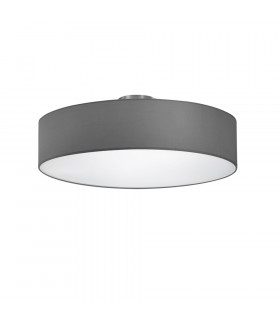 Hotel Modern 3 Light 50cm Cylindrical Ceiling Light Nickel Matt Grey Shade-1