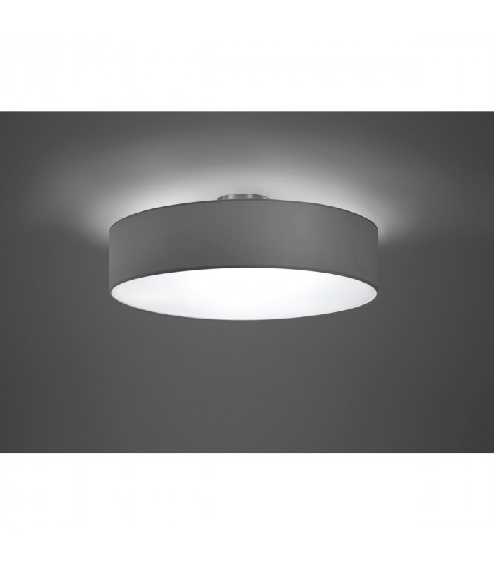 Hotel Modern 3 Light 50cm Cylindrical Ceiling Light Nickel Matt Grey Shade-2