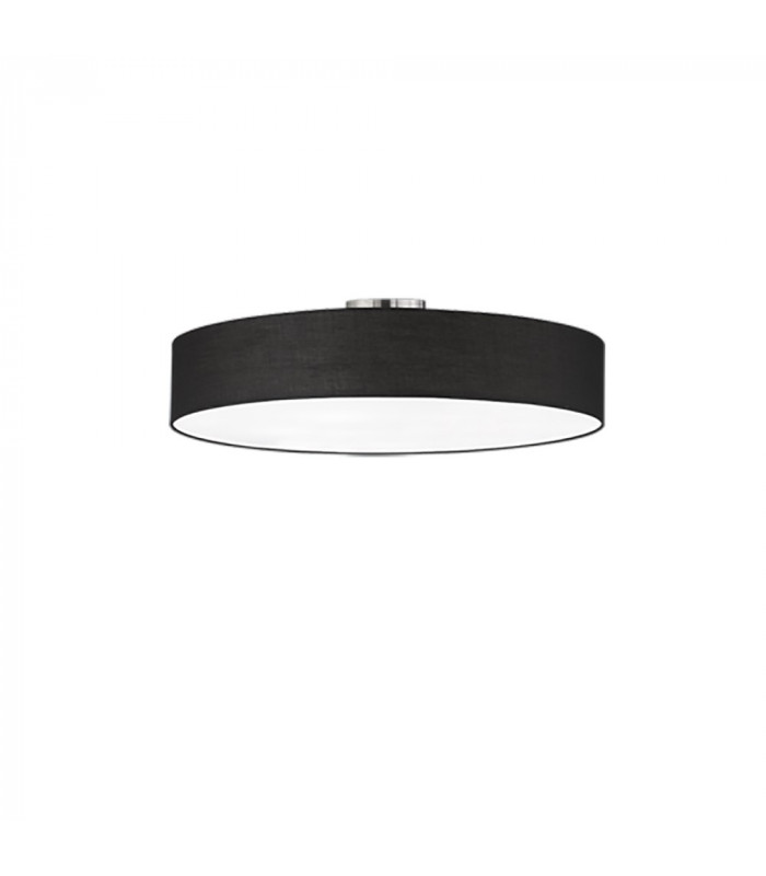 Hotel Modern 5 Light 65cm Cylindrical Ceiling Light Nickel Matt Black Shade-1