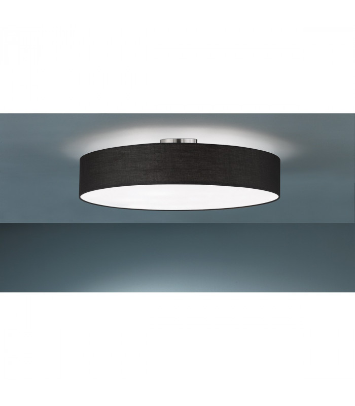 Hotel Modern 5 Light 65cm Cylindrical Ceiling Light Nickel Matt Black Shade-3