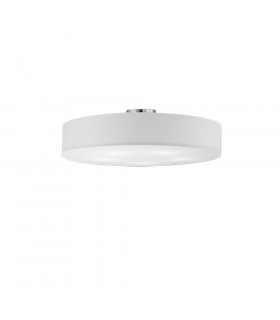 Hotel Modern 5 Light 65cm Cylindrical Ceiling Light Nickel Matt with White Shade-1