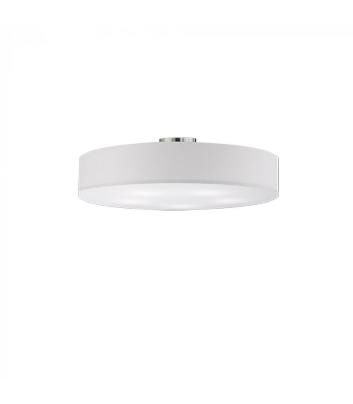 Hotel Modern 5 Light 65cm Cylindrical Ceiling Light Nickel Matt with White Shade-1