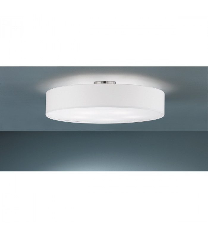 Hotel Modern 5 Light 65cm Cylindrical Ceiling Light Nickel Matt with White Shade-3