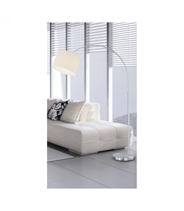 Hotel Young living Arc Floor Lamp Nickel Matt with Footswitch with White Shade-3