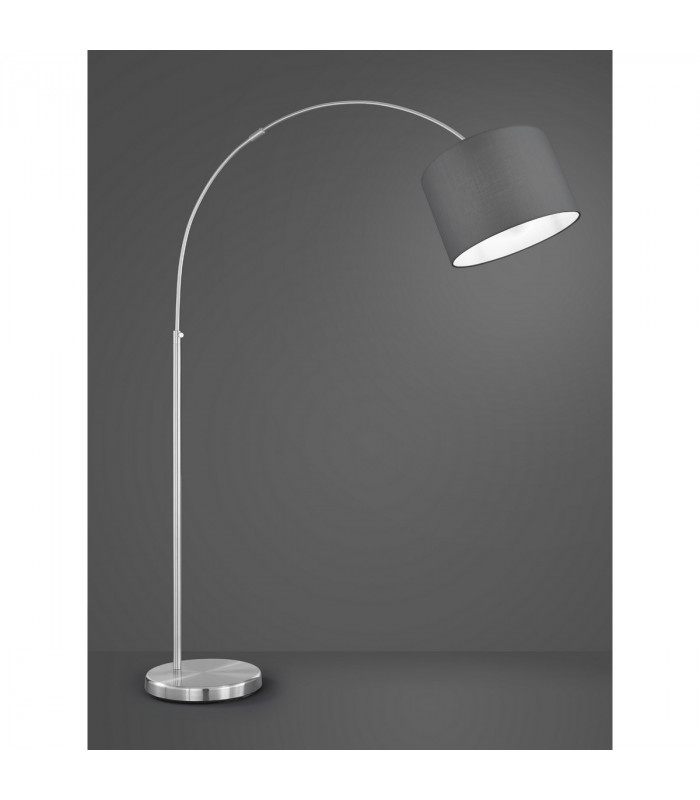 Hotel Modern Arc Floor Lamp Nickel Matt with Footswitch-2