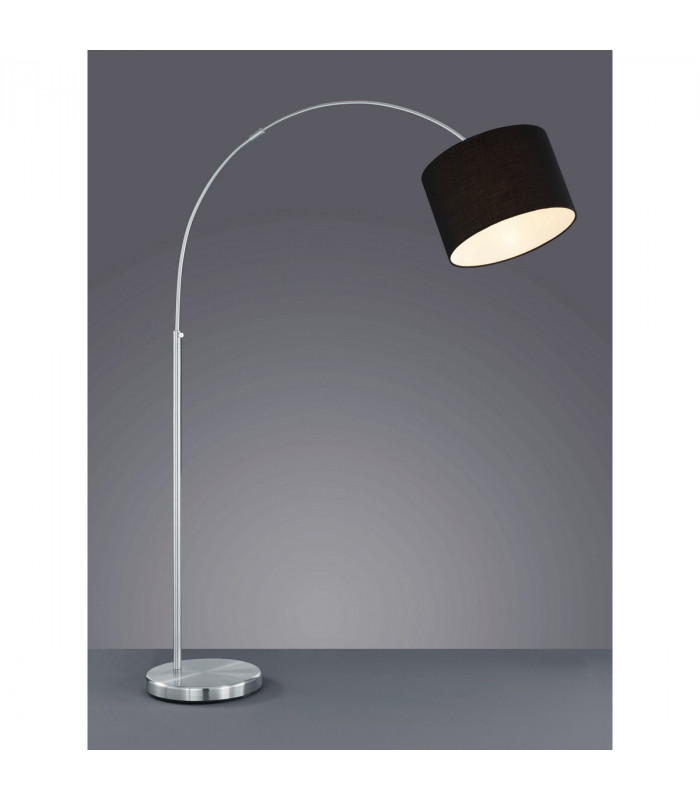 Hotel Young living Arc Floor Lamp Nickel Matt with Footswitch with Black Shade-2
