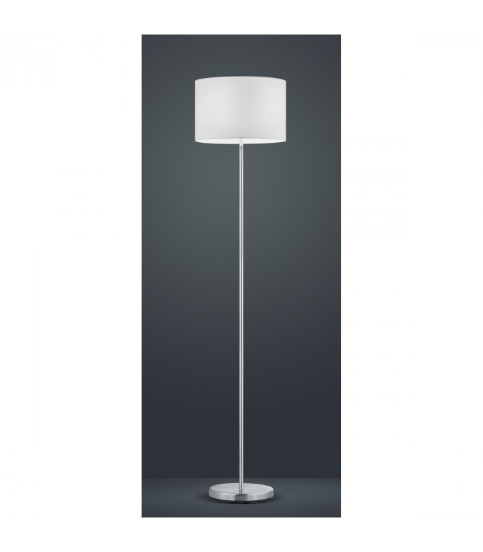 Hotel Modern Floor Lamp with Shade Nickel Matt with Footswitch with White Shade-2