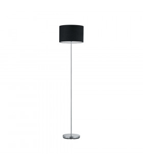 Hotel Modern Floor Lamp with Shade Nickel Matt with Footswitch with Black Shade-1