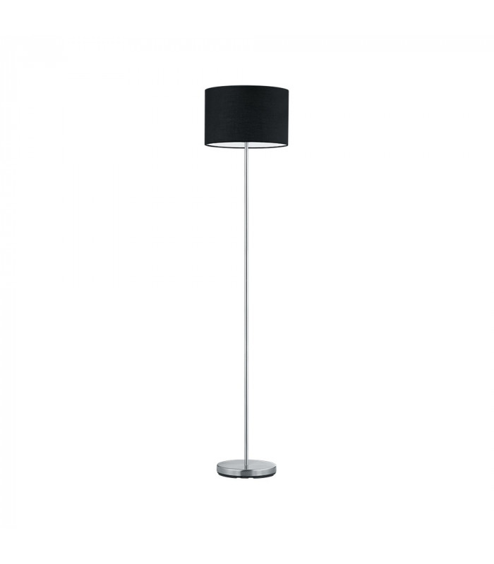 Hotel Modern Floor Lamp with Shade Nickel Matt with Footswitch with Black Shade-1