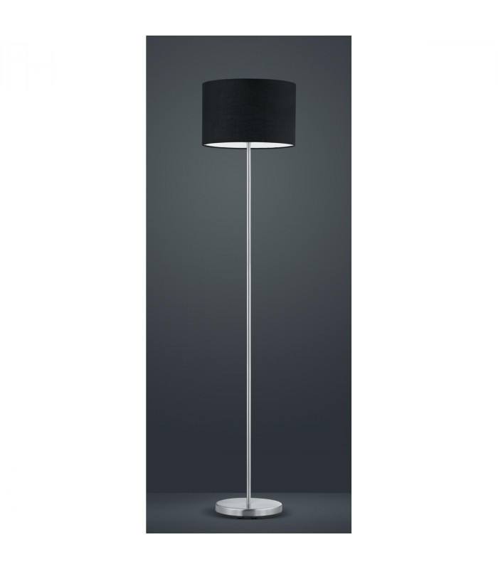 Hotel Modern Floor Lamp with Shade Nickel Matt with Footswitch with Black Shade-2