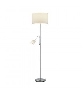 Hotel Modern Floor Lamp with Shade Nickel Matt with White Shade-1