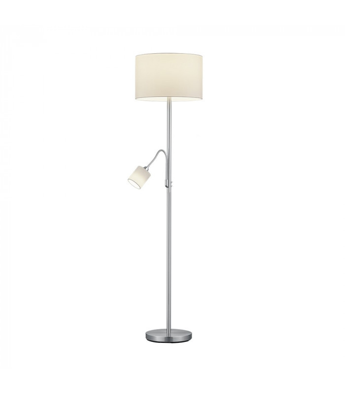 Hotel Modern Floor Lamp with Shade Nickel Matt with White Shade-1