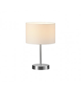 Hotel Modern 20cm Table Lamp with Round Shade Nickel Matt with White Shade-1