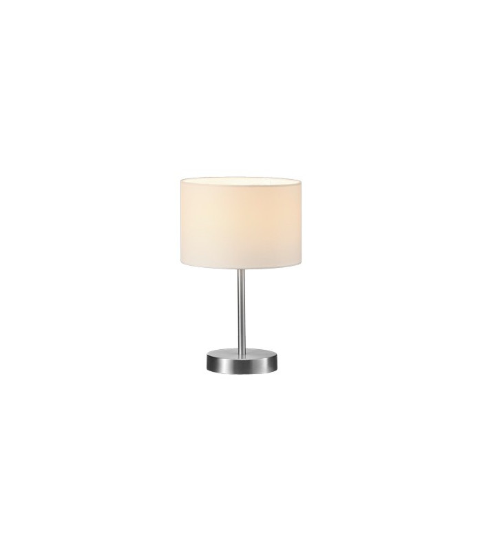 Hotel Modern 20cm Table Lamp with Round Shade Nickel Matt with White Shade-1