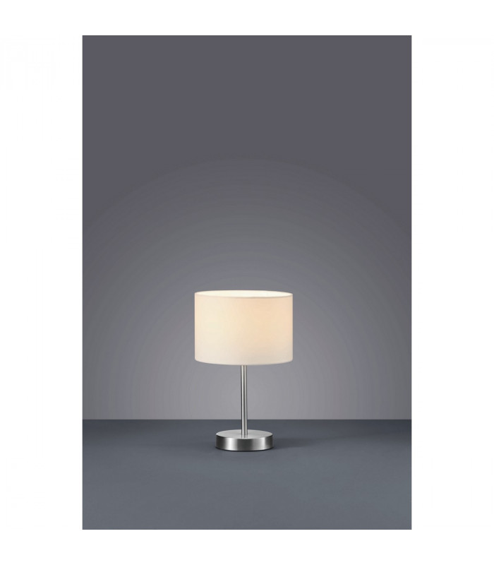 Hotel Modern 20cm Table Lamp with Round Shade Nickel Matt with White Shade-2