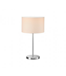 Hotel Modern 30cm Table Lamp with Round Shade Nickel Matt with White Shade-1