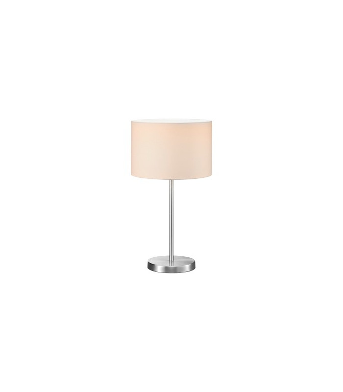 Hotel Modern 30cm Table Lamp with Round Shade Nickel Matt with White Shade-1