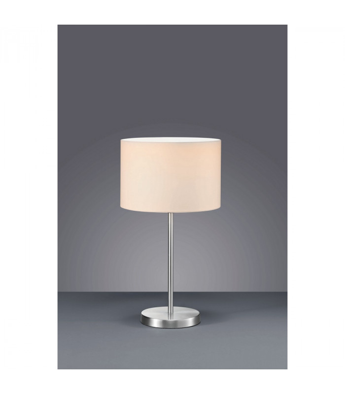 Hotel Modern 30cm Table Lamp with Round Shade Nickel Matt with White Shade-2