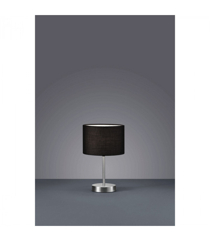 Hotel Modern 20cm Table Lamp with Round Shade Nickel Matt with Black Shade-2