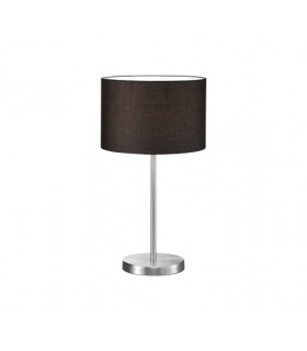 Hotel Modern 30cm Table Lamp with Round Shade Nickel Matt with Black Shade-1