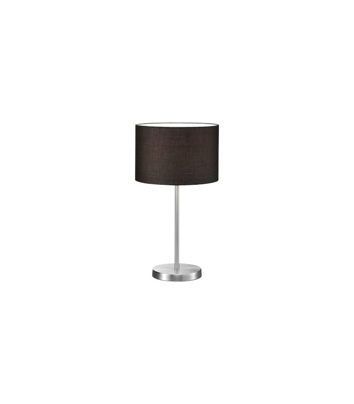 Hotel Modern 30cm Table Lamp with Round Shade Nickel Matt with Black Shade-1