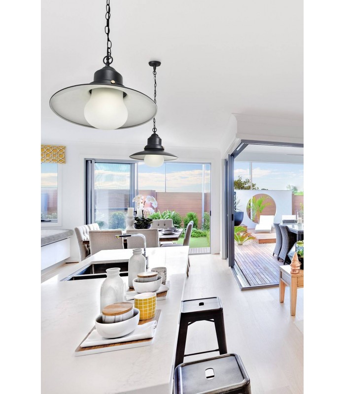 1 Light Outdoor Ceiling Pendant Light Black IP44 - 3