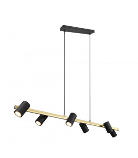 Marley Modern 6 Light Bar Pendant Ceiling Light Black Gold-1