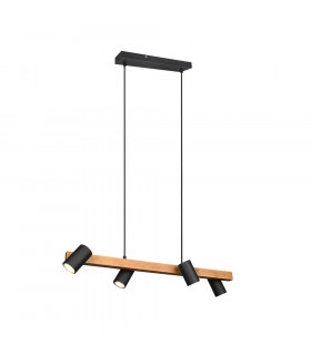 Marley Modern 4 Light Bar Pendant Ceiling Light Black Matt Wood-1