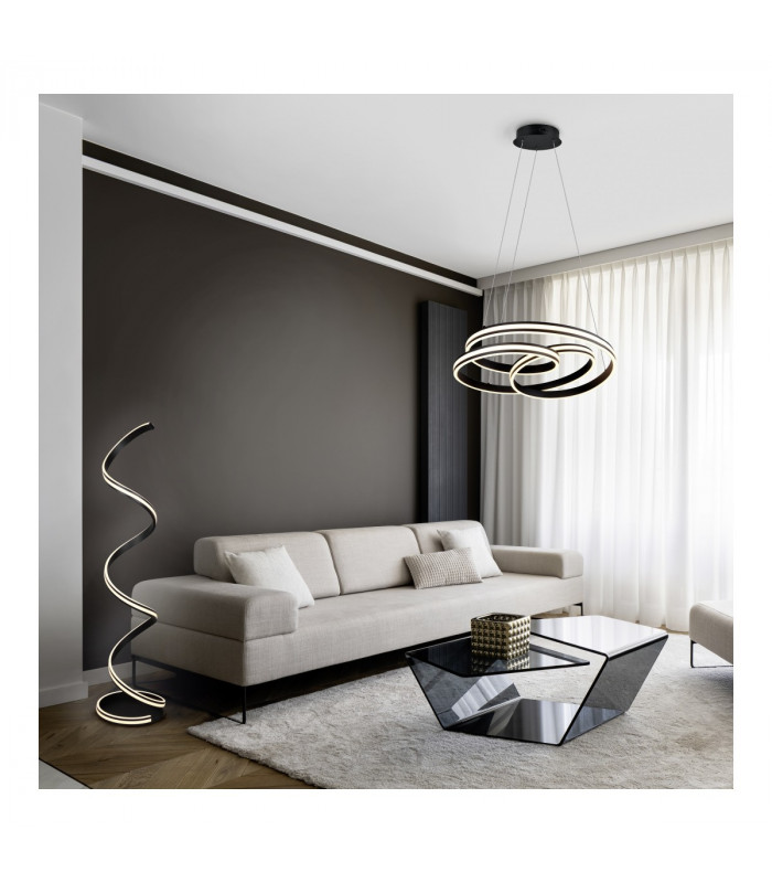 Nuria Modern 60W LED Pendant Ceiling Light Black Matt 2300-3000-4000K-6