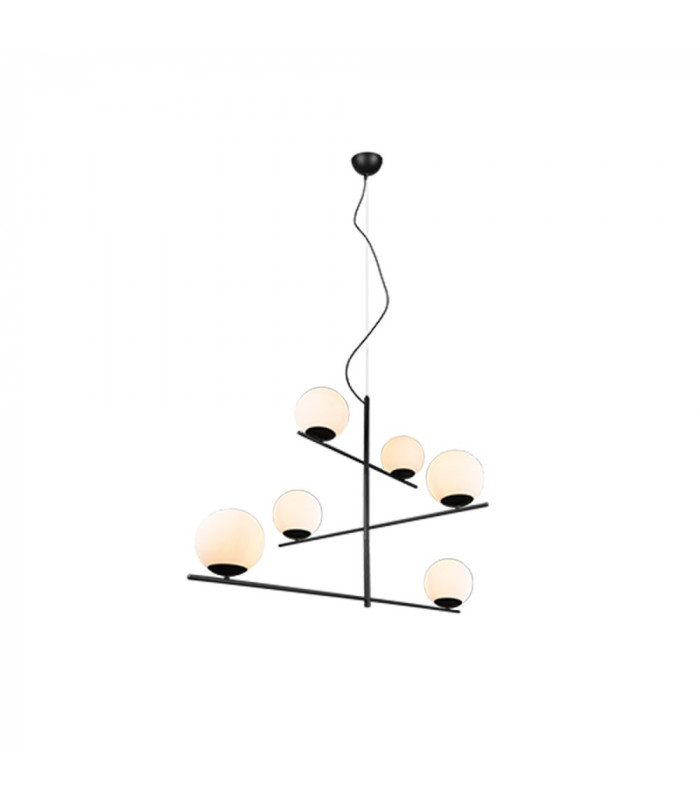 Pure Modern 6 Light Multi Arm Pendant Ceiling Light Black Matt-1